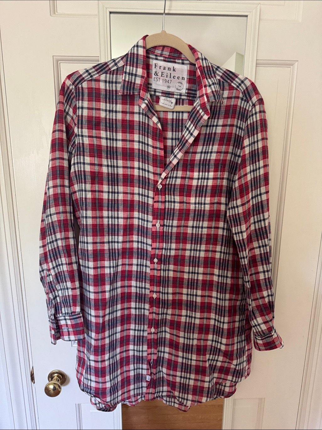 Frank & Eileen Red And White Plaid Mary Style Shirtdress